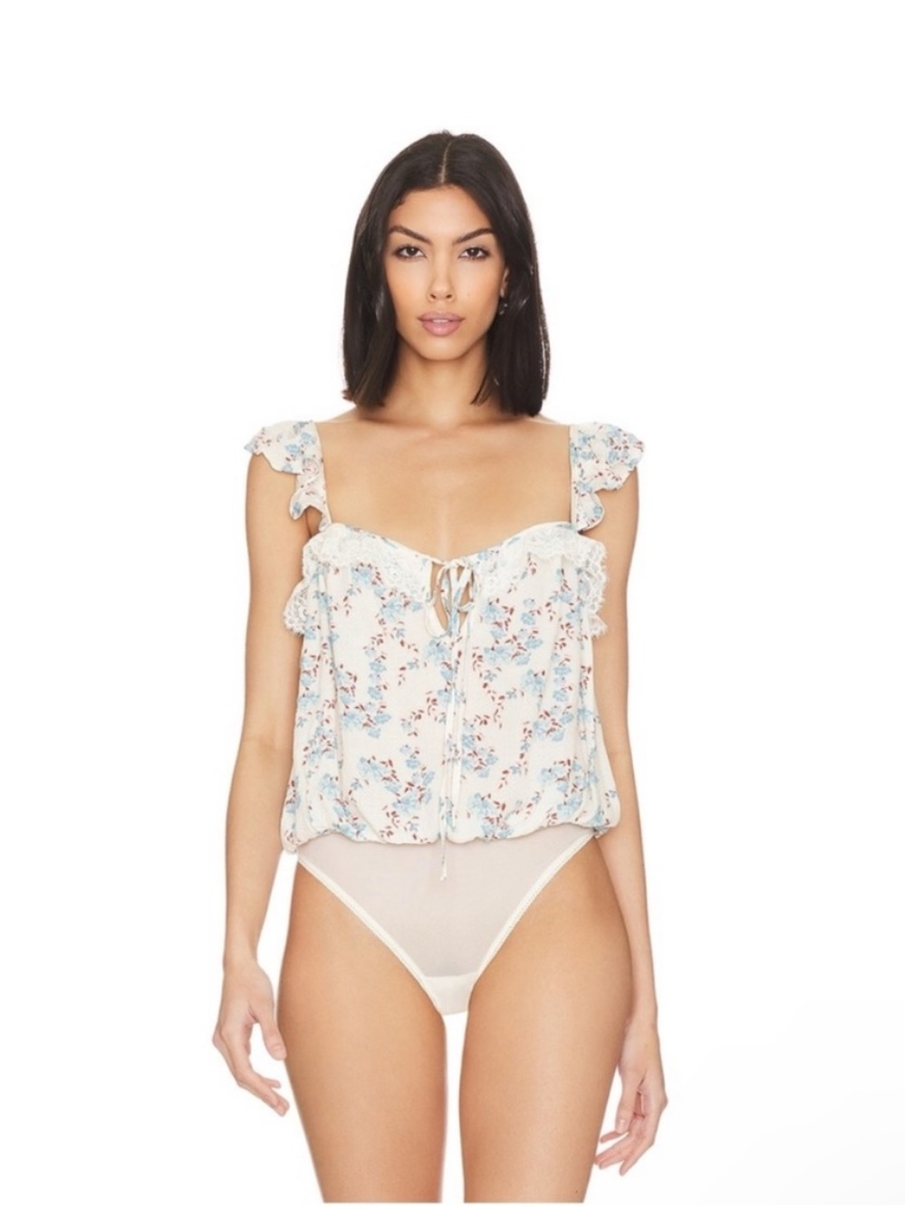 FREE PEOPLE Take It Away Bodysuit In Ivory Combo